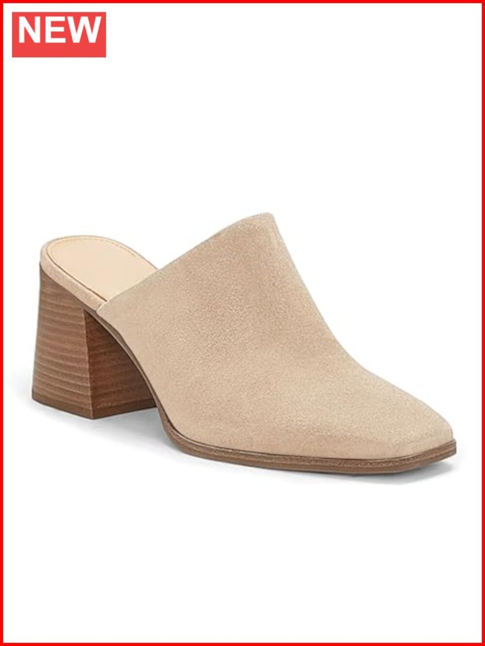 Womens Faux Leather Chunky Stacked Heel Mules Closed Square Toe Slip On Clogs